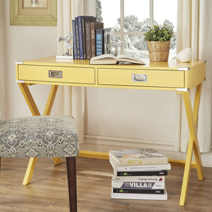 Isabel Writing Desk Solid Wood X-base Legs Dovetail Drawers Modern Home Office