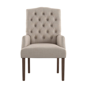 Lemmings Tufted Linen Dining Chair Solid Wood Frame Rustic Accent Armchair Seat