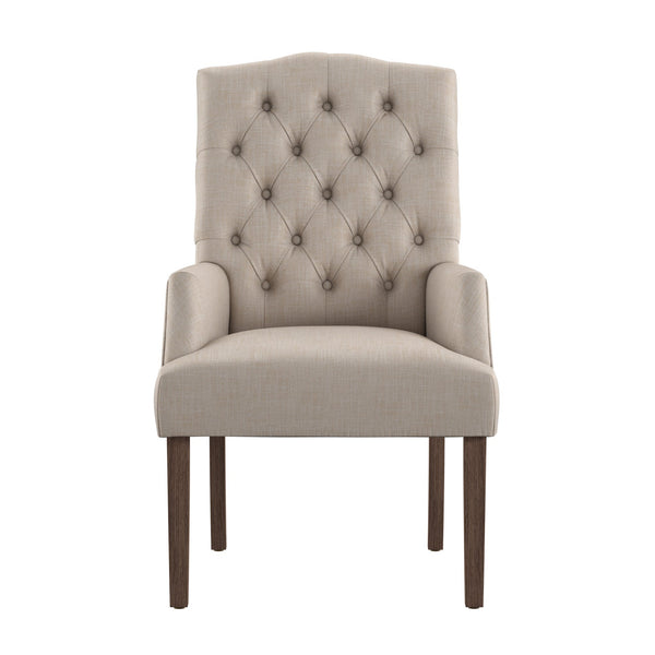 Lemmings Tufted Linen Dining Chair Solid Wood Frame Rustic Accent Armchair Seat