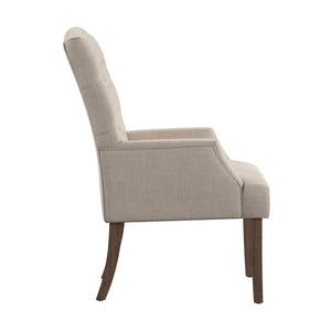 Lemmings Tufted Linen Dining Chair Solid Wood Frame Rustic Accent Armchair Seat