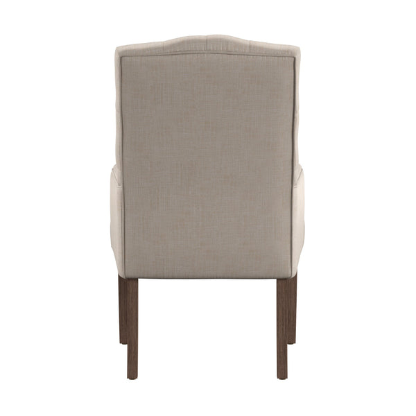 Lemmings Tufted Linen Dining Chair Solid Wood Frame Rustic Accent Armchair Seat