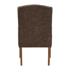 Lemmings Tufted Linen Dining Chair Solid Wood Frame Rustic Accent Armchair Seat