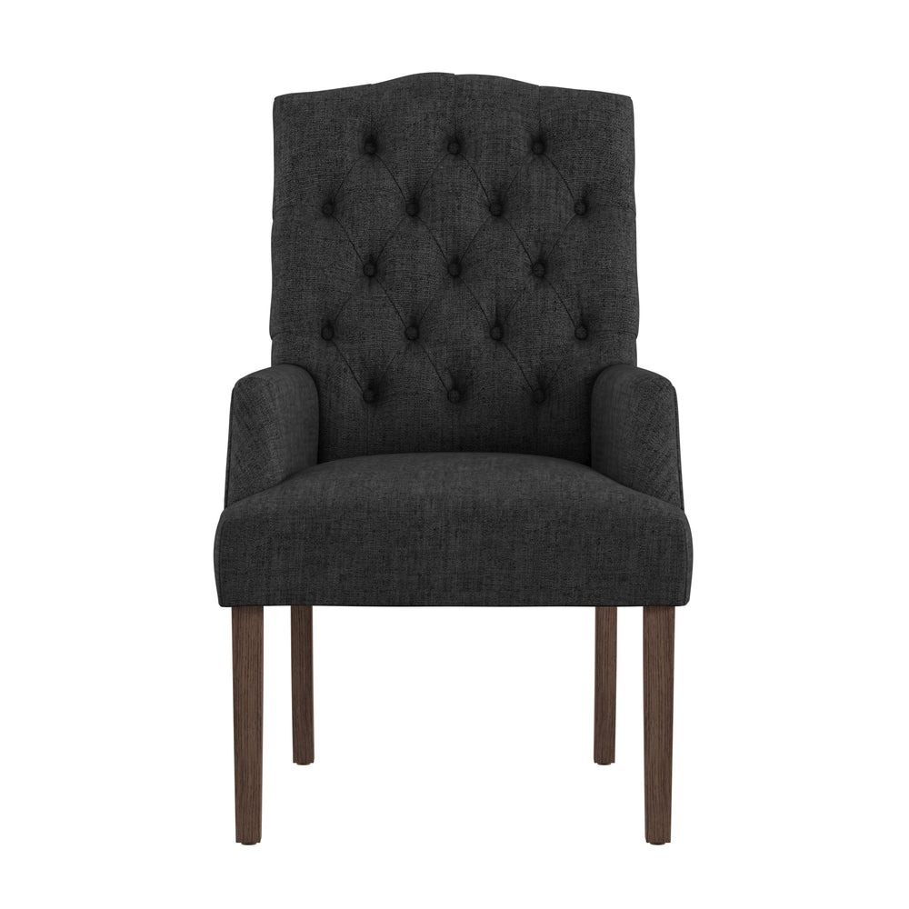 Homelegance Lemmings Tufted Linen Dining Chair Solid Wood Frame Rustic Accent Armchair Seat Light Natural / Dark Grey E602C-DGL