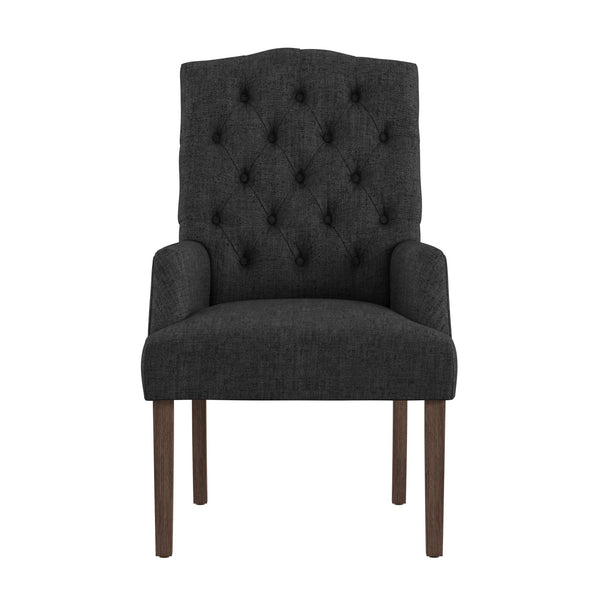 Homelegance Lemmings Tufted Linen Dining Chair Solid Wood Frame Rustic Accent Armchair Seat Light Natural / Dark Grey E602C-DGL