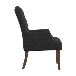 Lemmings Tufted Linen Dining Chair Solid Wood Frame Rustic Accent Armchair Seat