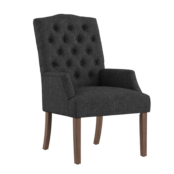 Lemmings Tufted Linen Dining Chair Solid Wood Frame Rustic Accent Armchair Seat