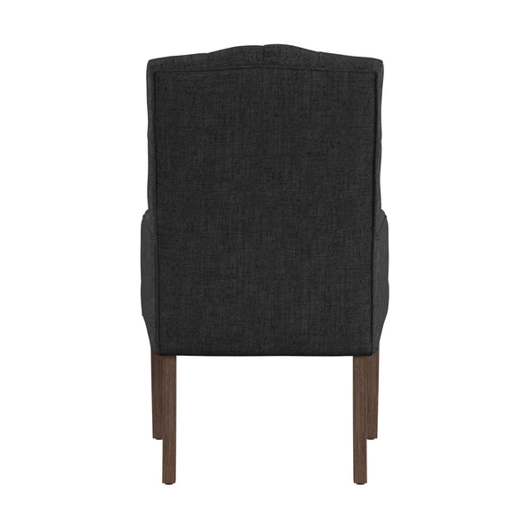 Lemmings Tufted Linen Dining Chair Solid Wood Frame Rustic Accent Armchair Seat