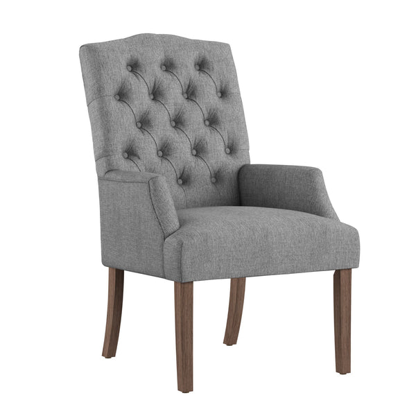 Lemmings Tufted Linen Dining Chair Solid Wood Frame Rustic Accent Armchair Seat