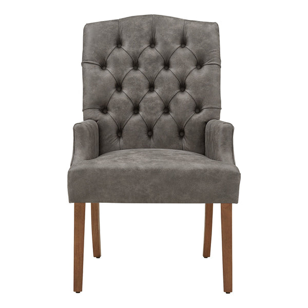 Lemmings Tufted Linen Dining Chair Solid Wood Frame Rustic Accent Armchair Seat