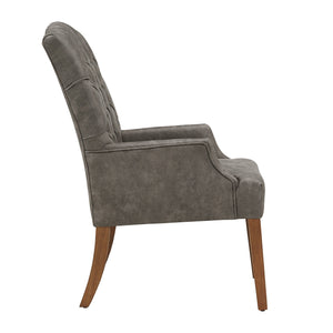 Lemmings Tufted Linen Dining Chair Solid Wood Frame Rustic Accent Armchair Seat