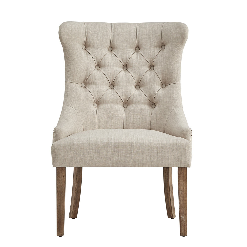 Homelegance Cavan Wingback Tufted Dining Chair with Nailhead Trim and Solid Hardwood Frame Light Natural / Beige E603C-BL