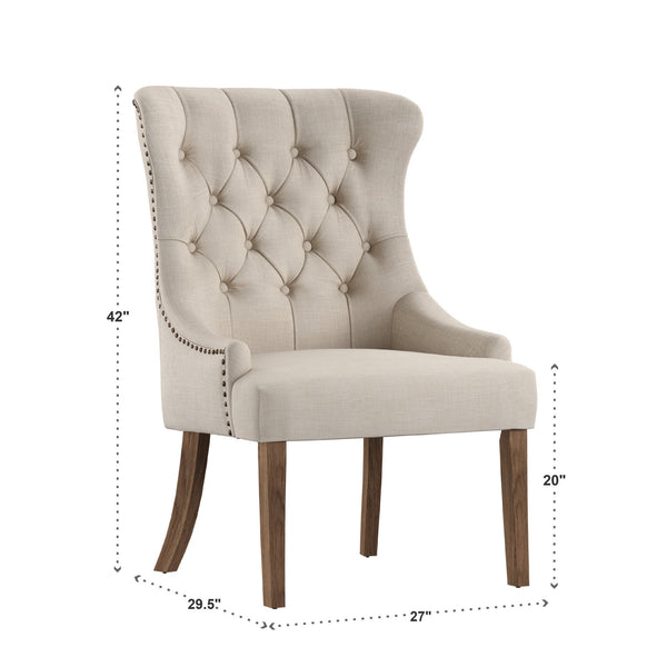 Cavan Wingback Tufted Dining Chair with Nailhead Trim and Solid Hardwood Frame