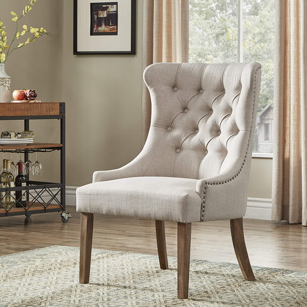 Cavan Wingback Tufted Dining Chair with Nailhead Trim and Solid Hardwood Frame