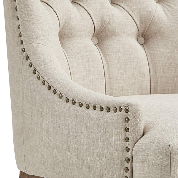 Cavan Wingback Tufted Dining Chair with Nailhead Trim and Solid Hardwood Frame