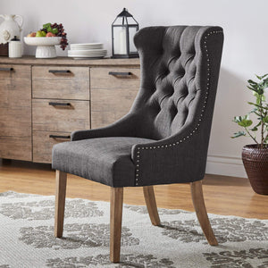 Cavan Wingback Tufted Dining Chair with Nailhead Trim and Solid Hardwood Frame