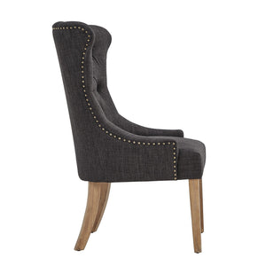 Cavan Wingback Tufted Dining Chair with Nailhead Trim and Solid Hardwood Frame
