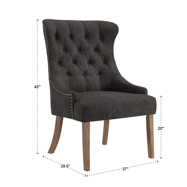 Cavan Wingback Tufted Dining Chair with Nailhead Trim and Solid Hardwood Frame