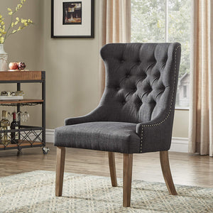 Cavan Wingback Tufted Dining Chair with Nailhead Trim and Solid Hardwood Frame