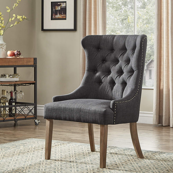 Cavan Wingback Tufted Dining Chair with Nailhead Trim and Solid Hardwood Frame