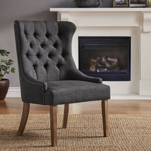 Cavan Wingback Tufted Dining Chair with Nailhead Trim and Solid Hardwood Frame