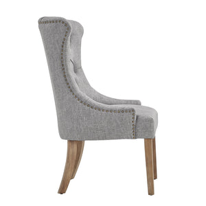 Cavan Wingback Tufted Dining Chair with Nailhead Trim and Solid Hardwood Frame