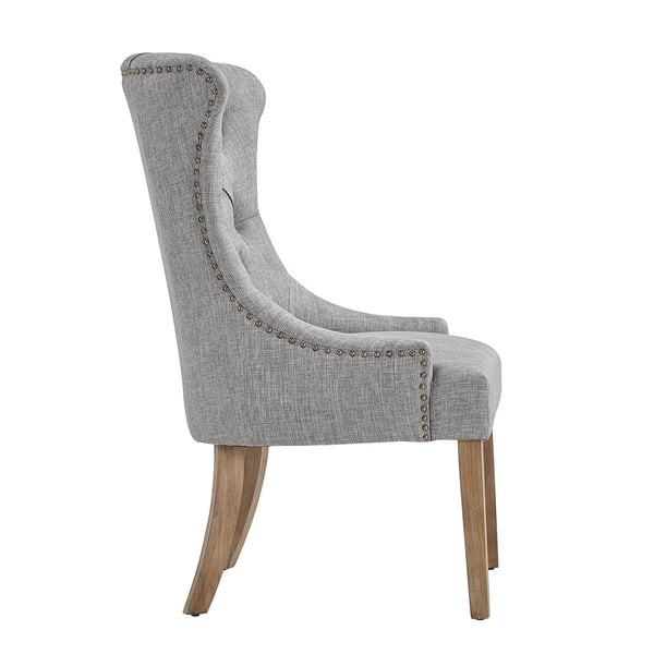 Cavan Wingback Tufted Dining Chair with Nailhead Trim and Solid Hardwood Frame