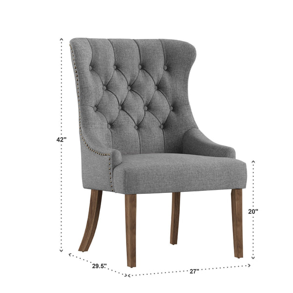 Cavan Wingback Tufted Dining Chair with Nailhead Trim and Solid Hardwood Frame