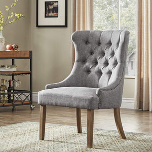 Cavan Wingback Tufted Dining Chair with Nailhead Trim and Solid Hardwood Frame