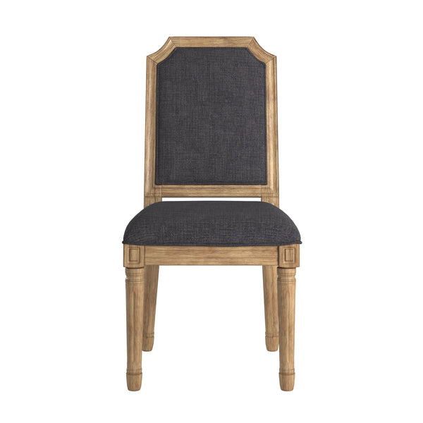 Amadell Arched Back Upholstered Rubberwood Dining Chair Set of Two Linen Fabric