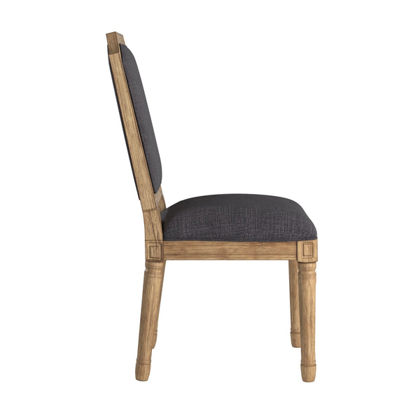 Amadell Arched Back Upholstered Rubberwood Dining Chair Set of Two Linen Fabric