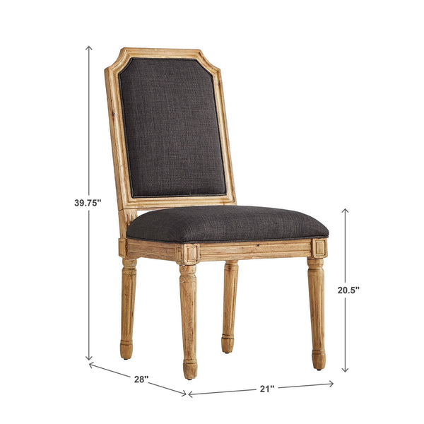 Amadell Arched Back Upholstered Rubberwood Dining Chair Set of Two Linen Fabric