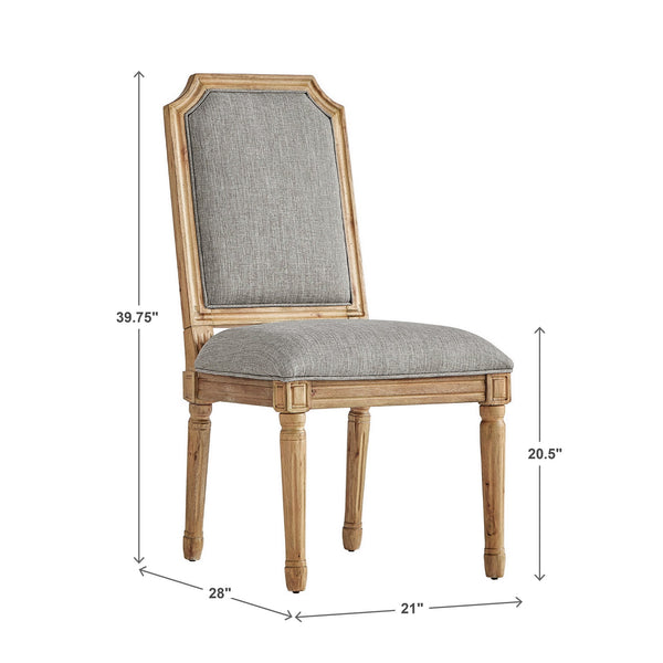 Amadell Arched Back Upholstered Rubberwood Dining Chair Set of Two Linen Fabric