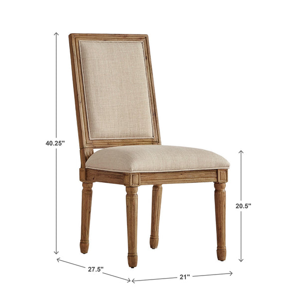 Amadell Linen Upholstered Dining Chairs Set of 2 with Carved Rubberwood Legs