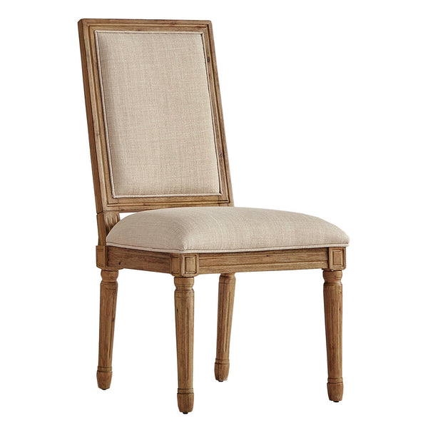 Amadell Linen Upholstered Dining Chairs Set of 2 with Carved Rubberwood Legs