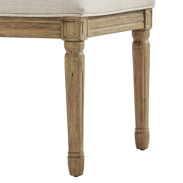 Amadell Linen Upholstered Dining Chairs Set of 2 with Carved Rubberwood Legs