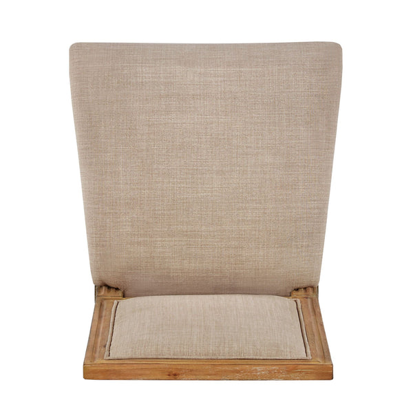 Amadell Linen Upholstered Dining Chairs Set of 2 with Carved Rubberwood Legs
