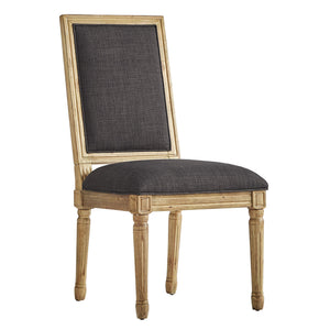 Amadell Linen Upholstered Dining Chairs Set of 2 with Carved Rubberwood Legs