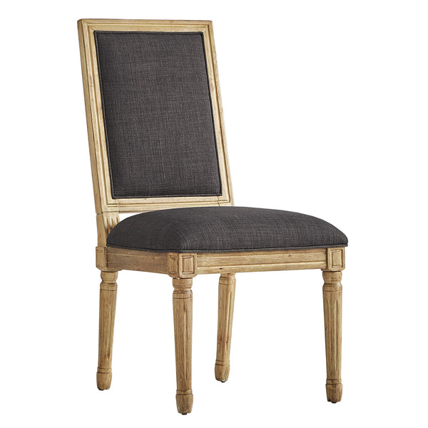 Amadell Linen Upholstered Dining Chairs Set of 2 with Carved Rubberwood Legs