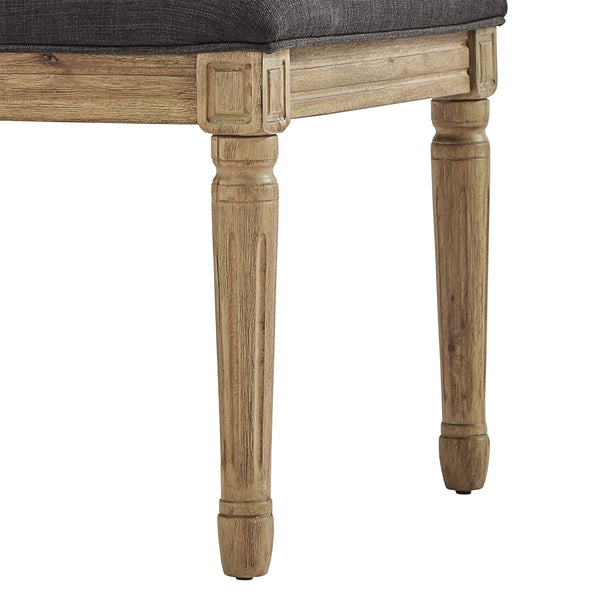 Amadell Linen Upholstered Dining Chairs Set of 2 with Carved Rubberwood Legs
