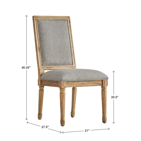 Homelegance Amadell Linen Upholstered Dining Chairs Set of 2 with Carved Rubberwood Legs Grey E627C2-GL