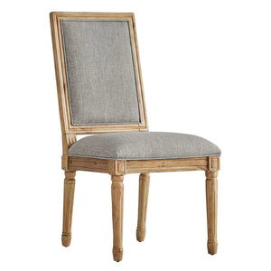 Amadell Linen Upholstered Dining Chairs Set of 2 with Carved Rubberwood Legs