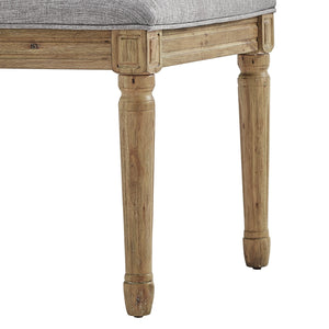 Amadell Linen Upholstered Dining Chairs Set of 2 with Carved Rubberwood Legs
