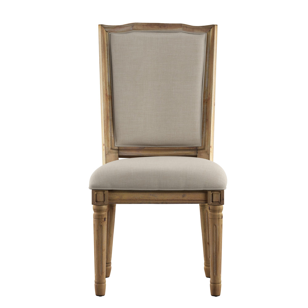 Homelegance Amadell Carved Rubberwood Ornate Dining Chair with Upholstered Cushioned Seat Beige E627C3-BL