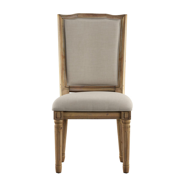 Homelegance Amadell Carved Rubberwood Ornate Dining Chair with Upholstered Cushioned Seat Beige E627C3-BL