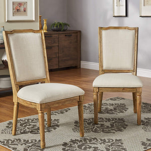 Amadell Carved Rubberwood Ornate Dining Chair with Upholstered Cushioned Seat