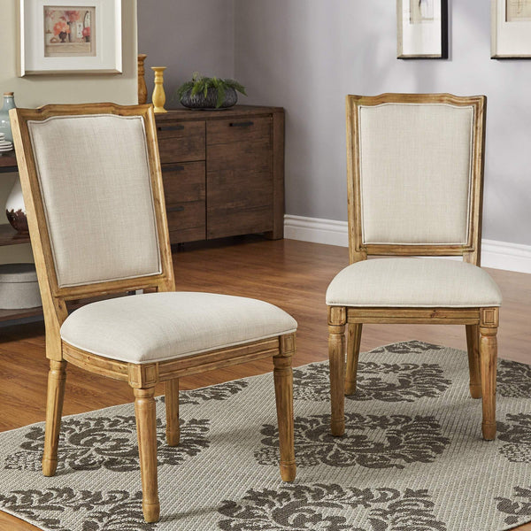 Amadell Carved Rubberwood Ornate Dining Chair with Upholstered Cushioned Seat