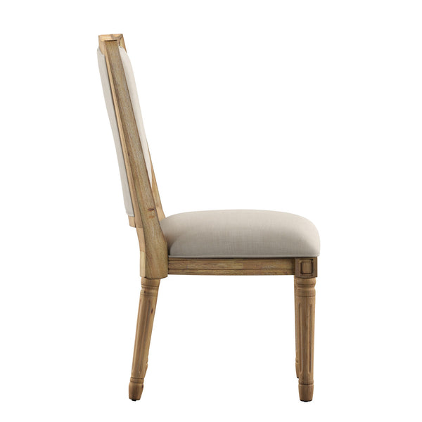 Amadell Carved Rubberwood Ornate Dining Chair with Upholstered Cushioned Seat