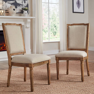Amadell Carved Rubberwood Ornate Dining Chair with Upholstered Cushioned Seat