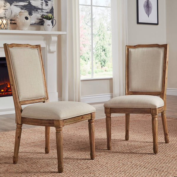 Amadell Carved Rubberwood Ornate Dining Chair with Upholstered Cushioned Seat