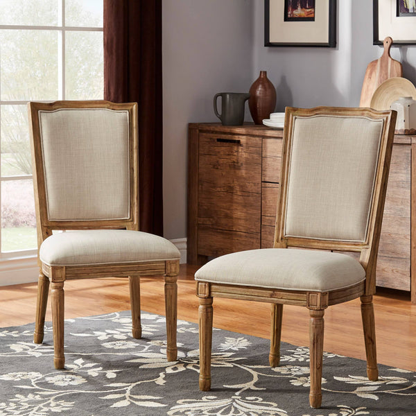 Amadell Carved Rubberwood Ornate Dining Chair with Upholstered Cushioned Seat